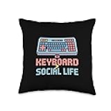 Keyboard > Social Life - Sarcastic Geek Nerd Throw Pillow