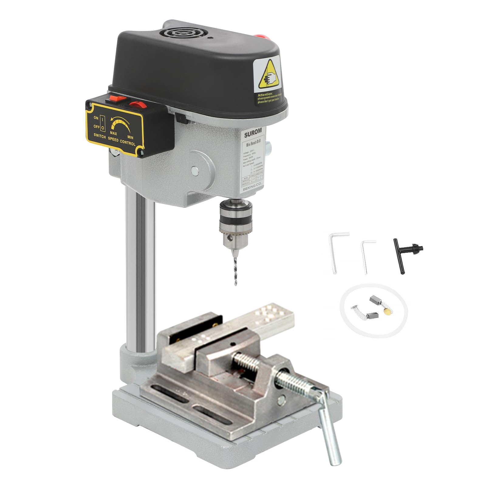 340W Mini-Säulenbohrmaschine - Tischbohrmaschine mit 3 Drehzahl Einstellbar