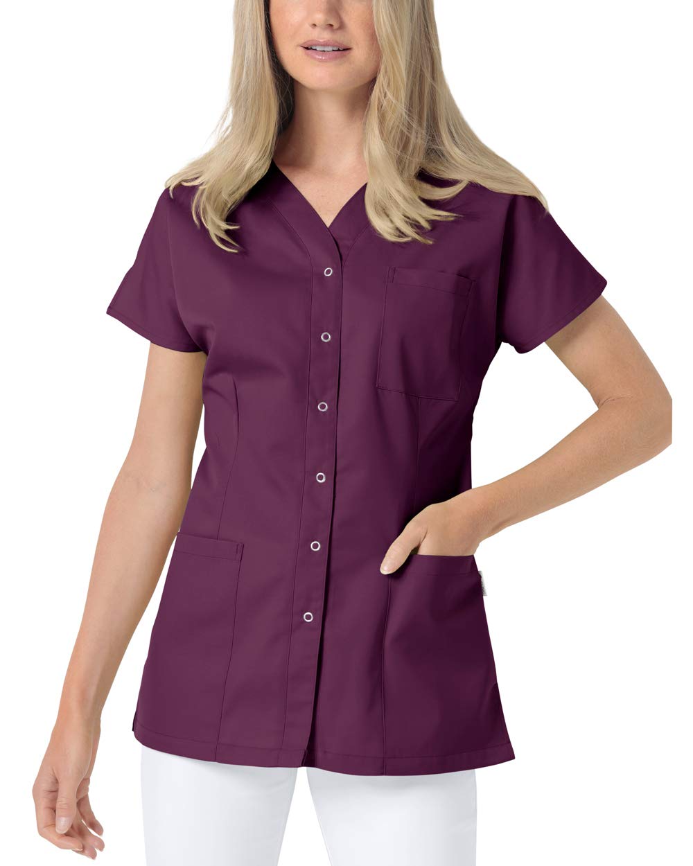 CLINIC DRESS Kasack Damen 1/2 Arm Druckknöpfe mit Brusttasche Seitentaschen Seitenschlitze 95° Wäsche