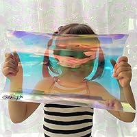 Vista 2 de VILLCASE Rollo de envoltura de celofán transparente de 4 hojas, película decorativa iridiscente A4 transparente para ventana, película sinfónica