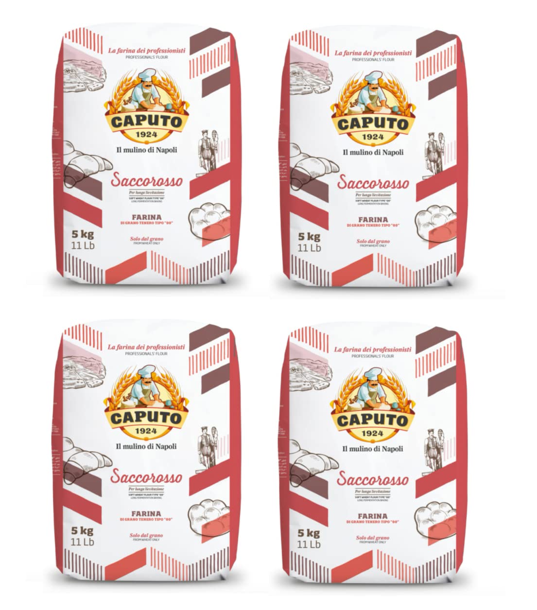 Caputo Cuoco Chef - 4 harinas de trigo blando (5 kg, tipo 00)
