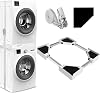 NIUXX Universal Stacking Kit for Washer and Dryer, Adjustable Stacking Frame Kit Fit for 46-66 cm Washing Machine and Tumble Dryers, Stacking Shelf with Ratchet Ropes and Anti Vibration Feet