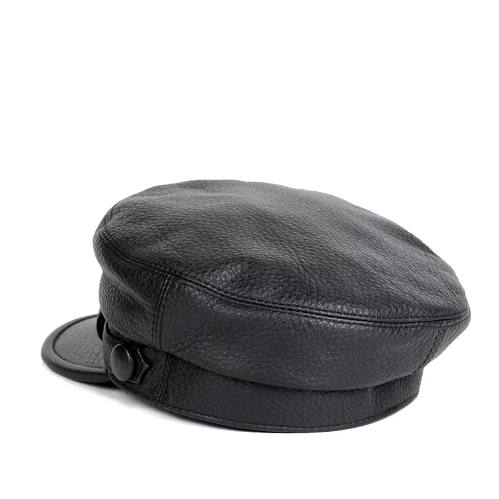 Cappello militare piatto aderente in pelle stile sudcoreano for berretti da baseball neri punk locomotiva personalità donna uomo