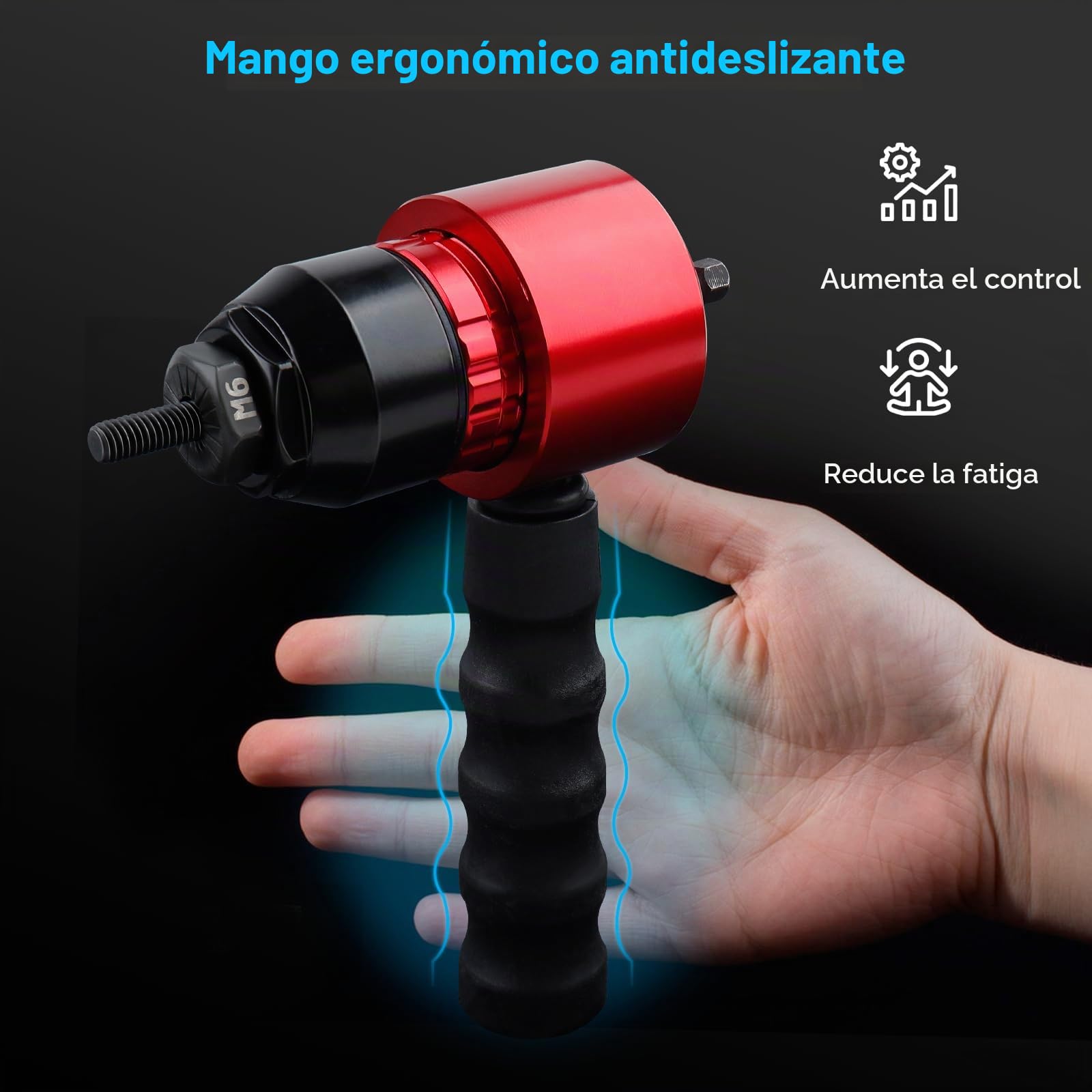 YUZES Adaptador de Tuerca de Remache para Taladro inalámbrico eléctrico, Kit de Pistola de Remache Que Ahorra Mano de Obra con 5 Mandriles métricos y 5 SAE y 50 Tuercas de Remache Surtidas, Funda de