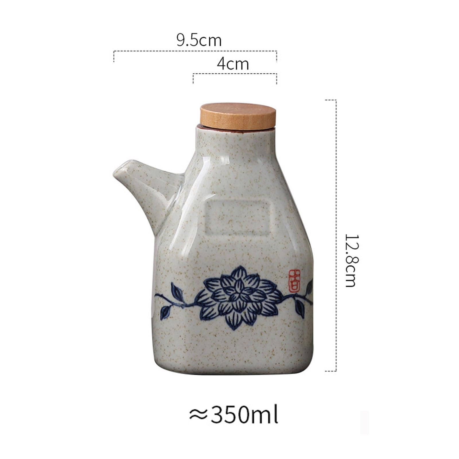 Dispensador de aceite y vinagre de cerámica, recipiente líquido de salsa de soja con tapón de corcho, botella de especias de cocina, perfecto para aderezos y cocinar, capacidad de 500 ml