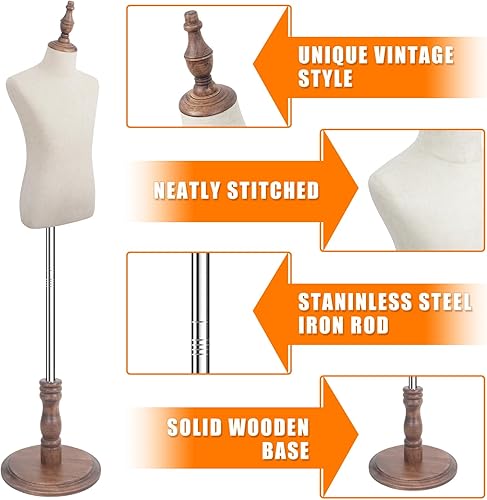 Miniatura 2 de Forma de vestido para niños, maniquí para niños, cuerpo busto formas maniki niña pequeña, 8-9 años de edad, marrón