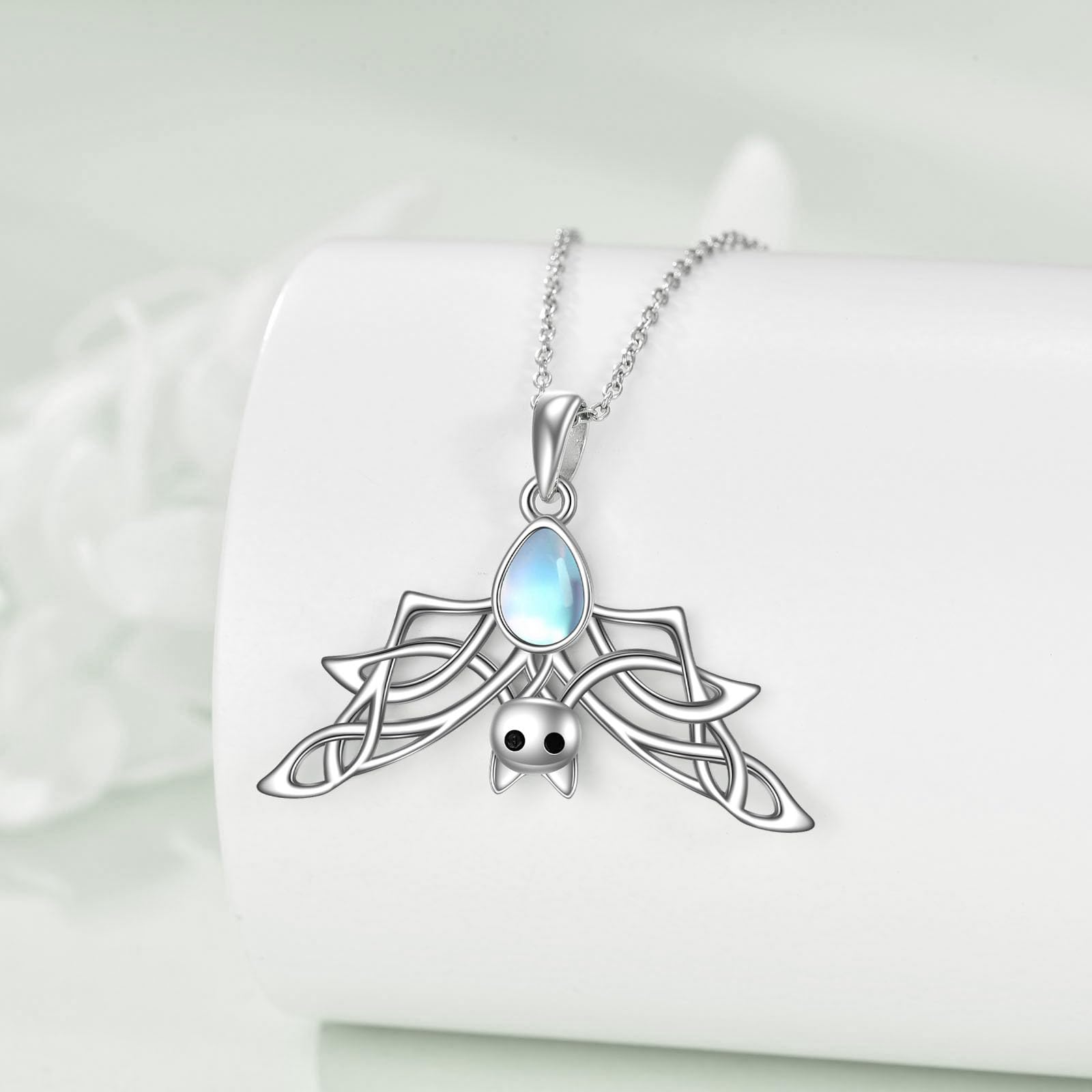 YAFEINI Collana a pipistrello per uomo e donna, in argento Sterling con pietra di luna, con ciondolo a forma di animale, regalo per donne e ragazze