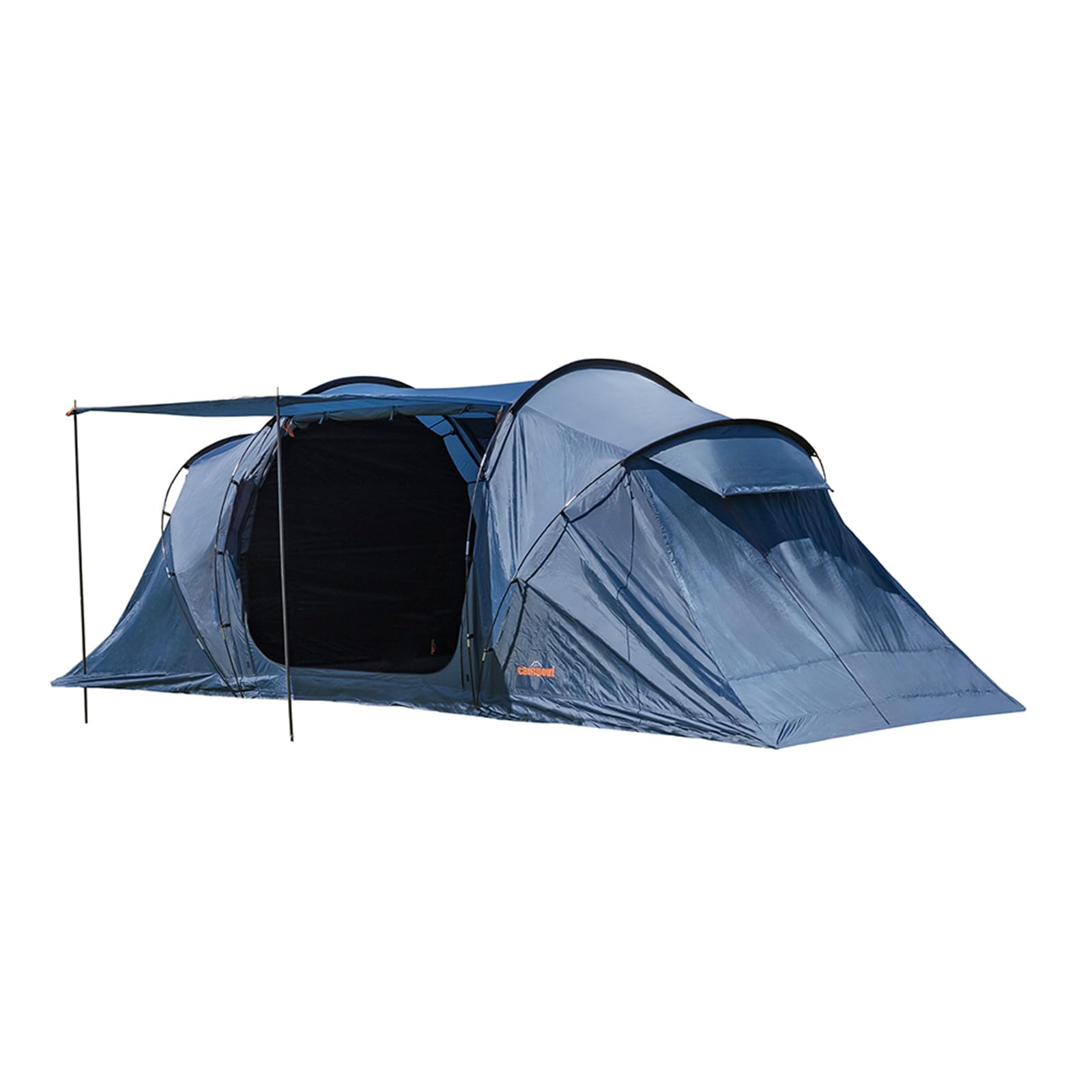 Campout 6-Personen Vis-à-Vis Kuppelzelt – 2 Schlafkabinen – 5000 mm Wassersäule – Wohnbereich – Aufbauzeit 15 Min – inkl. Vordachstangen, Heringen & Tragetasche