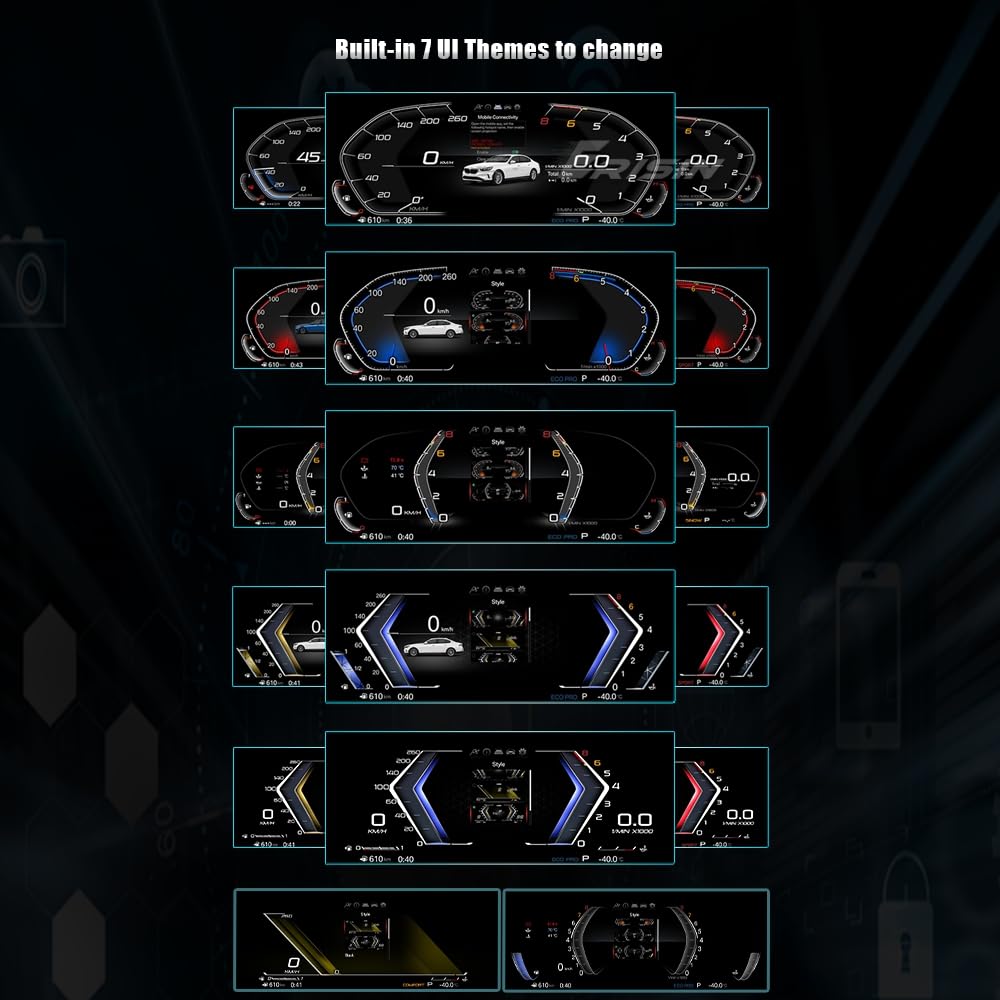 10" Cuadro de Instrumentos Digital LCD para BMW Serie 3 E90/E91/E92/E93 2005-2012 con CCC/CiC, Panel de Instrumentos Digital 4-Core, Admite TPMS, Temperatura Aceite y Controles Volante 7-UI Temas