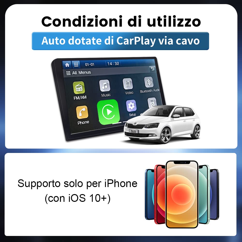 Carlinkit New 3.0 Mini Wireless CarPlay Adapter for Car Play Factory Wired Bluetooth Compatible with Audi/Porsche/VW/Ford/Hyundai/Mercedes/KIA