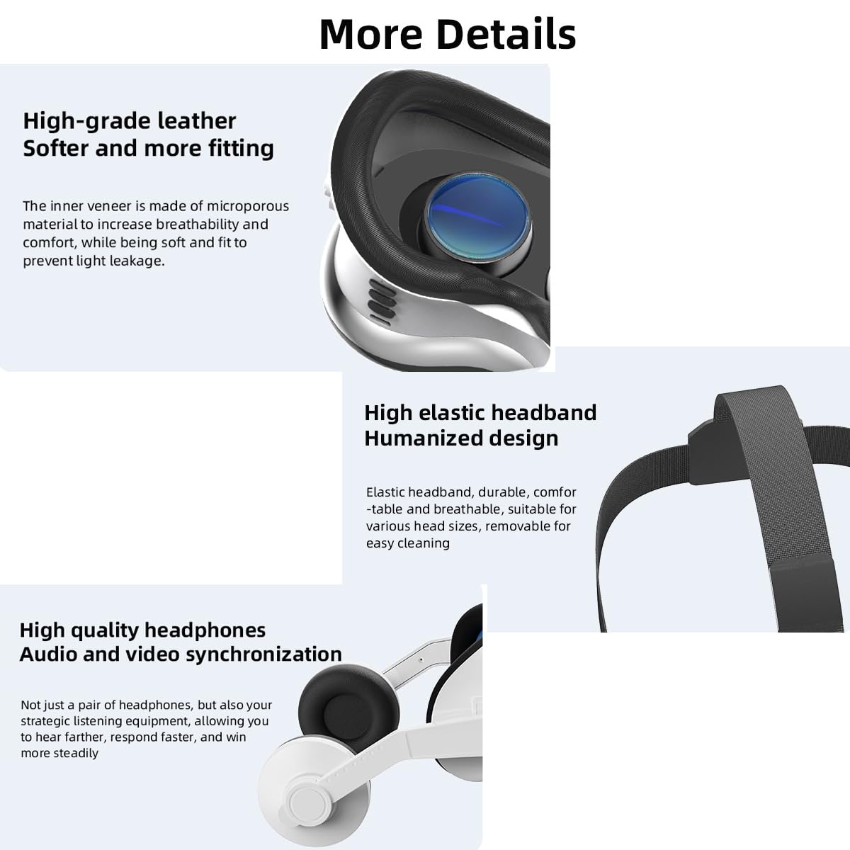 Casque VR pour iPhone et Android, Lunettes de réalité virtuelle 3D avec éclairage Bleu pour Jeux VR, Films et vidéos, Compatible avec des téléphones de 4,7 à 7,0 Pouces (with Headphones)