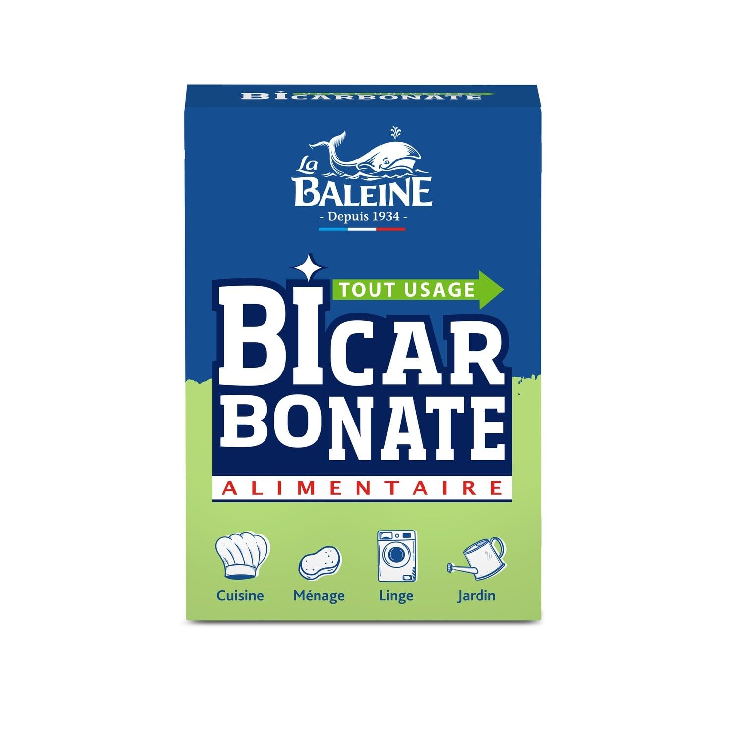 LA BALEINE Bicarbonate Alimentaire 800g — Poudre Multi-Usage pour Cuisine, Ménage et Linge, Boîte Pratique - Lot de 4