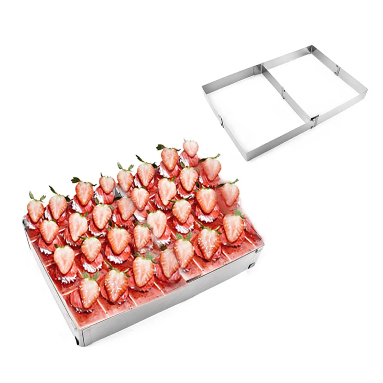 VANZACK Verstellbarer Edelstahl Tortenring Backform Quadratisch Einstellbar Für Mousse Kuchen DIY Backen Hitzebeständig Korrosionsbeständig Leicht Zu Reinigen