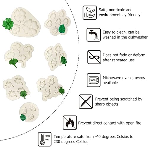 Miniatura 6 de Juego de 7 moldes para fondant de hojas, moldes de resina de silicona hechos a mano, moldes para pasteles hawaianos, moldes para hornear para