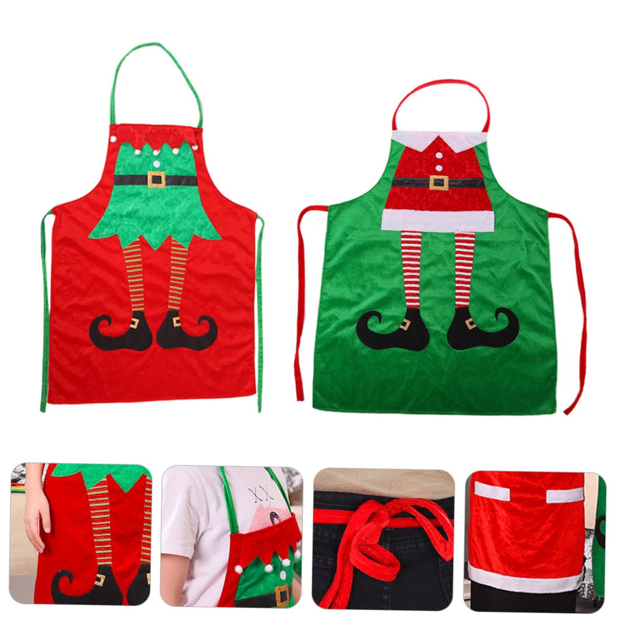 2 Delantales Navideños para Mujer Tamaño Único Material Resistente Baberos de Cocina para Hornear y Decoración Festiva Reutilizables y Fáciles de Lavar Ideales para Cocina y