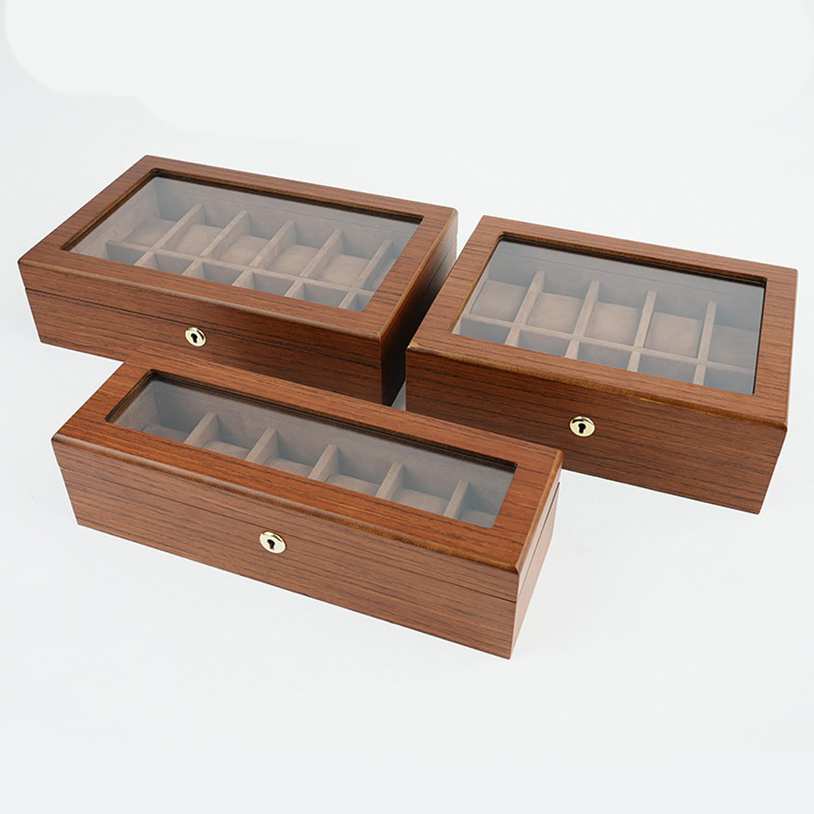 Elegante reloj de madera con forro suave para 6, 10 o 12 relojes organizadores de relojes de madera