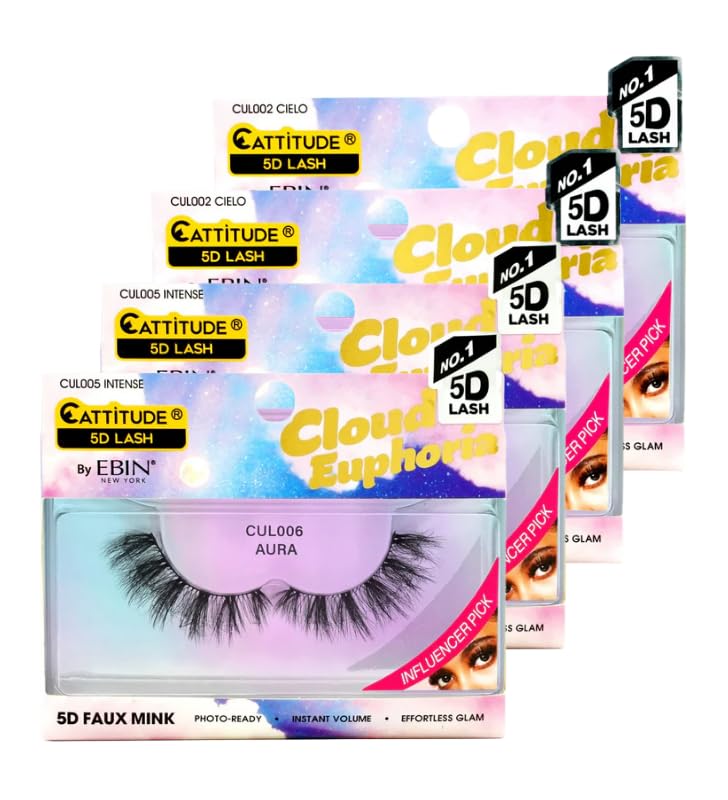 2x Cloud Euphoria - CIELO Bundlde With 2x Cloud Euphoria - AURA by EBIN NEW YORK– Faux Mink Eyelashes with Wispy to Full-Volume Styles, Lightweight, Reusable – Gift Set (4 Items)