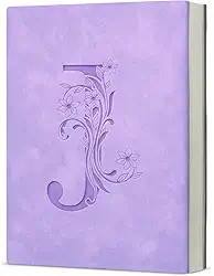 Caderno com letra inicial J, monograma, presente para mulheres, meninas, formatura, aniversário, roxo