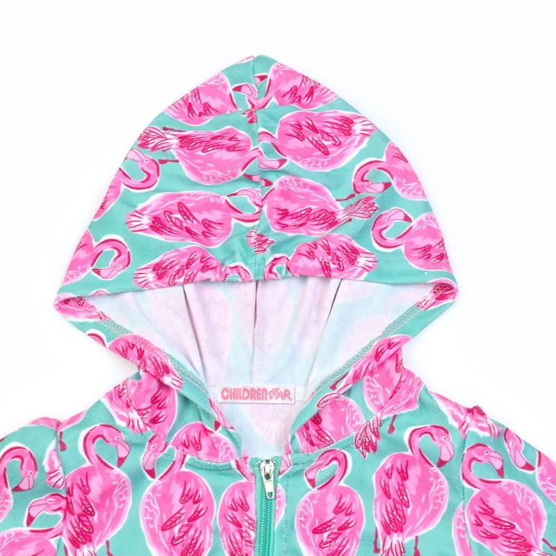 Image of CHILDRENSTAR Girls Swim Coverups Terry Swimsuit Cover-Up Hooded Zip-Up Beach Robe