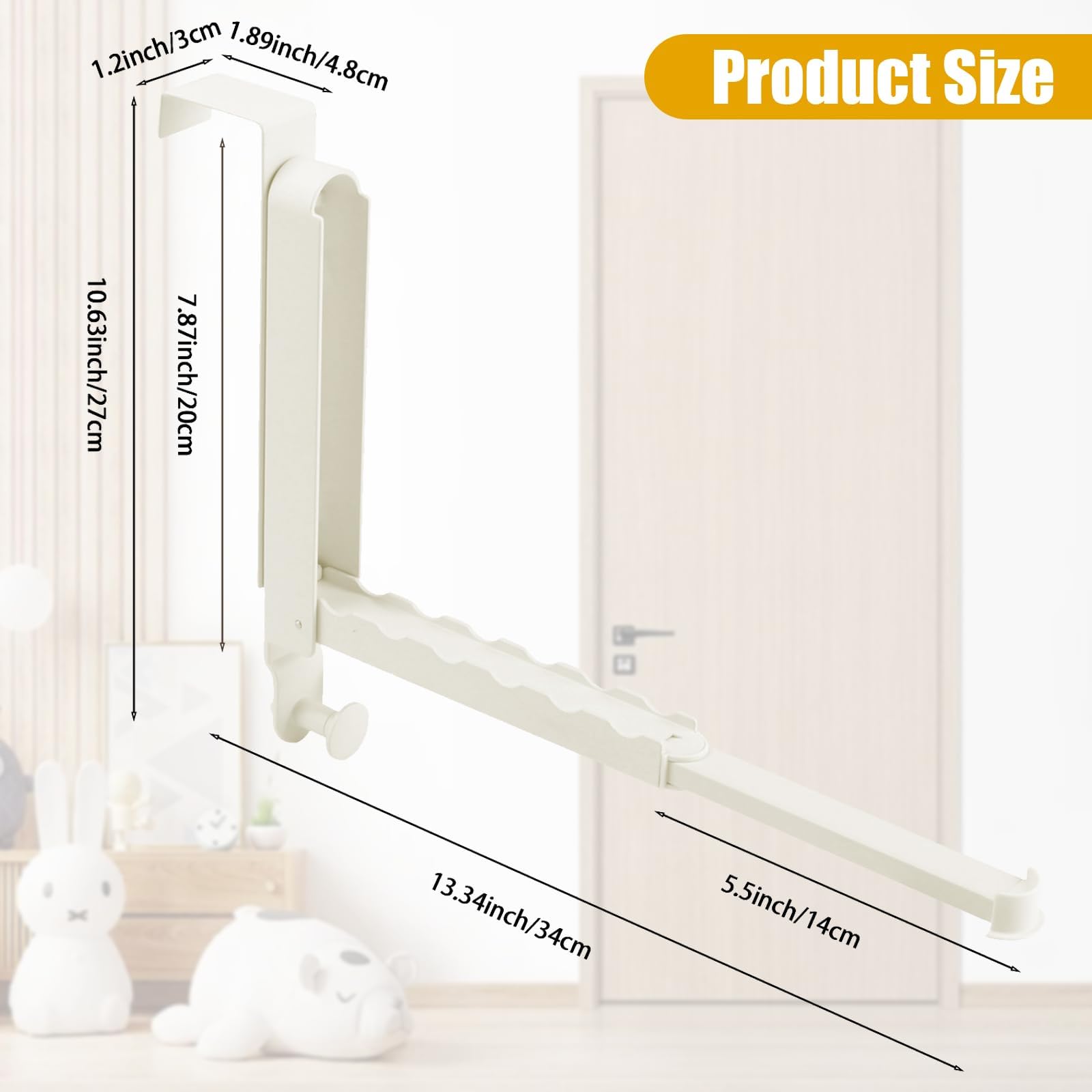Juego de 2 Percha Puerta, Perchero Puerta Ganchos Plegables Colgador Puerta, Perchero Sin Taladrar para Dormitorio Salón Baño, Perchas Colgadores de Aluminio, para Puertas de hasta 4,3 cm de (Blanco)