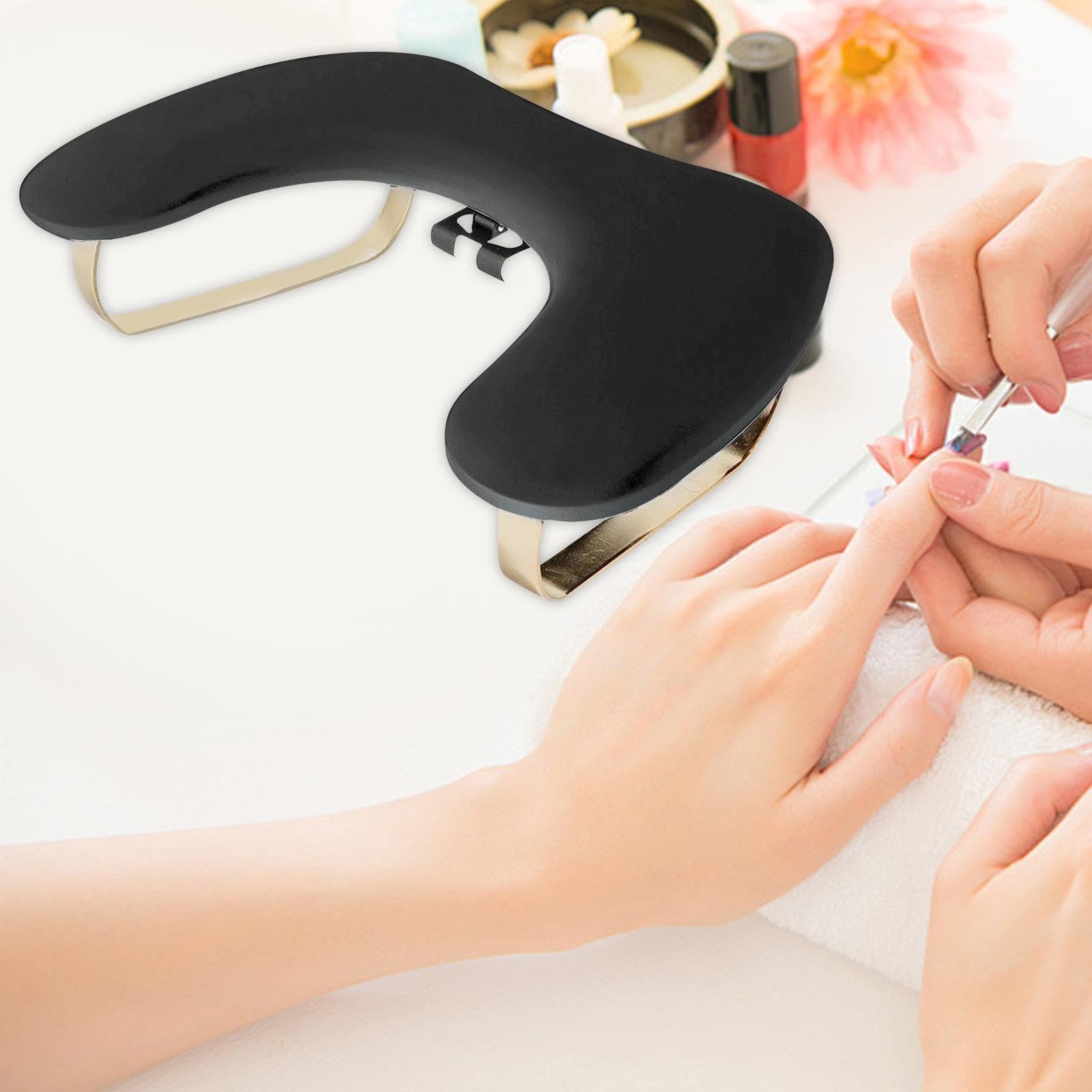 Nagelkunst Handkissen Maniküre Armauflage Nagelpolster Tischauflage PU Kissen Ergonomisch mit Halter für Handpflege Studio Heimanwendung, Schwarz