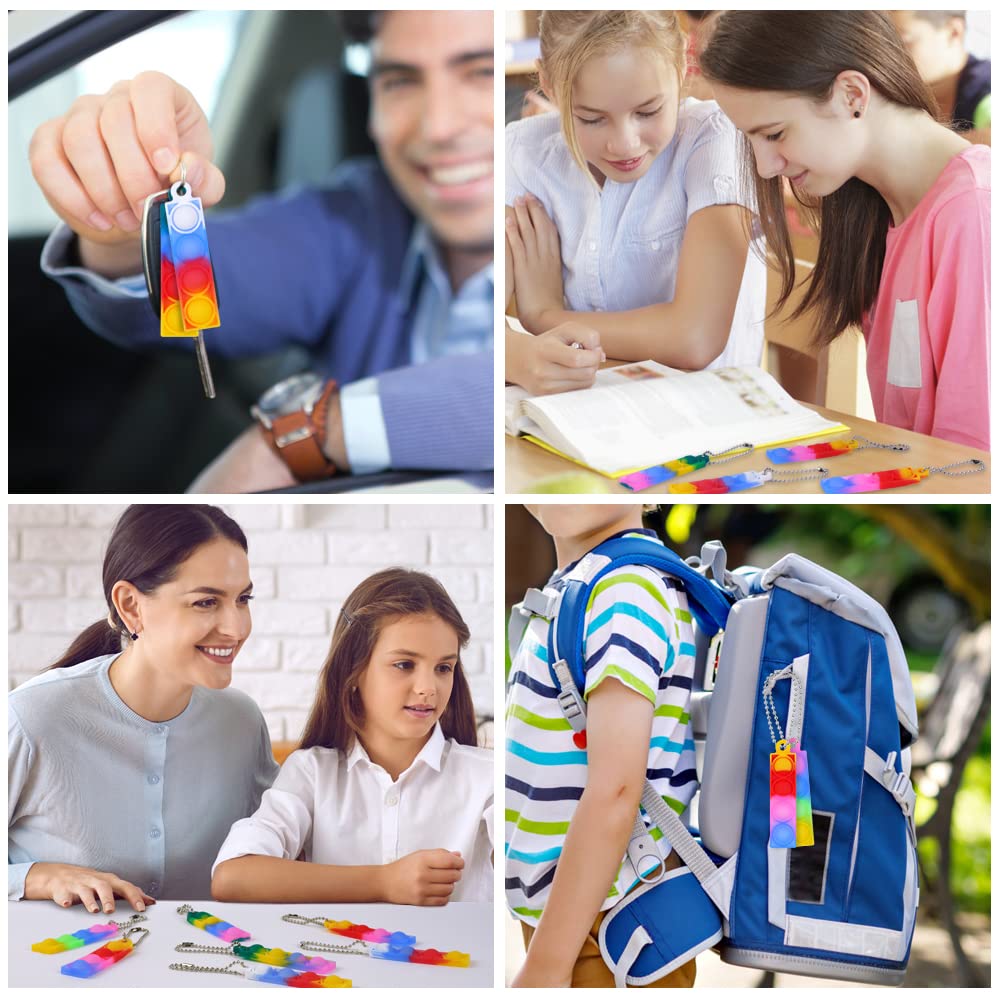 Ainiv 36PC Mini Pop Push It Fidget Toy Portachiavi,Colorato Silicone Spremere Pop Bubble Giocattoli Sensoriali Bulk,Poppet Bubble Giocattoli Antistress per Autismo Sollievo dallo Stress,Bambini Adulti
