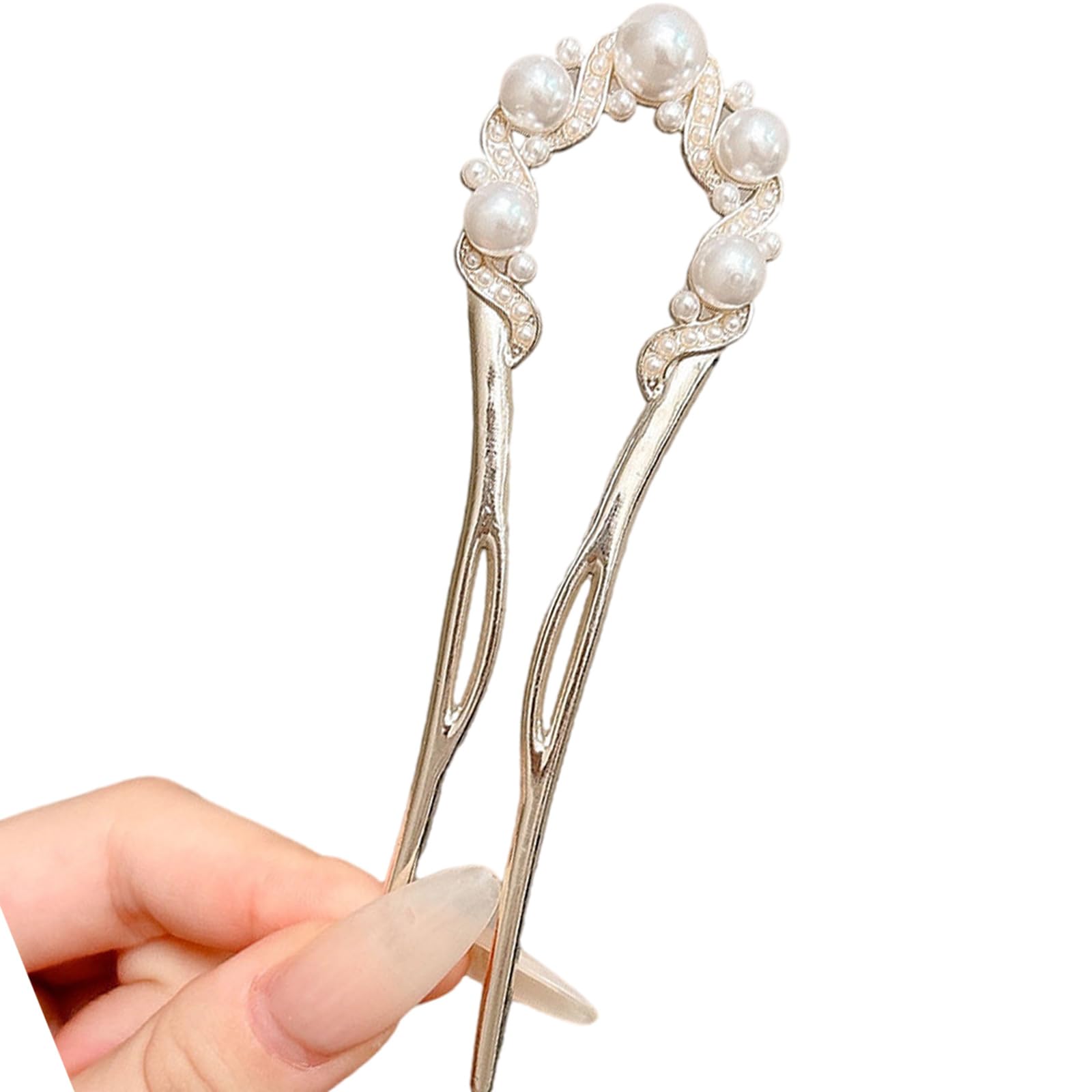 YUXITA Elegant Rhinestoned Pearls Hairpin For Weddings Banquets Secure Updos Hairstyle Metal Hair Stick For Women Formal Event