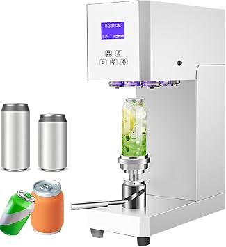 Automatic Can Sealing Machine, 370W Electric Can Sealer Machine, 55mm Caliber Tin Can Sealer Bottle Can Capping Tool, Height Adjustable, White