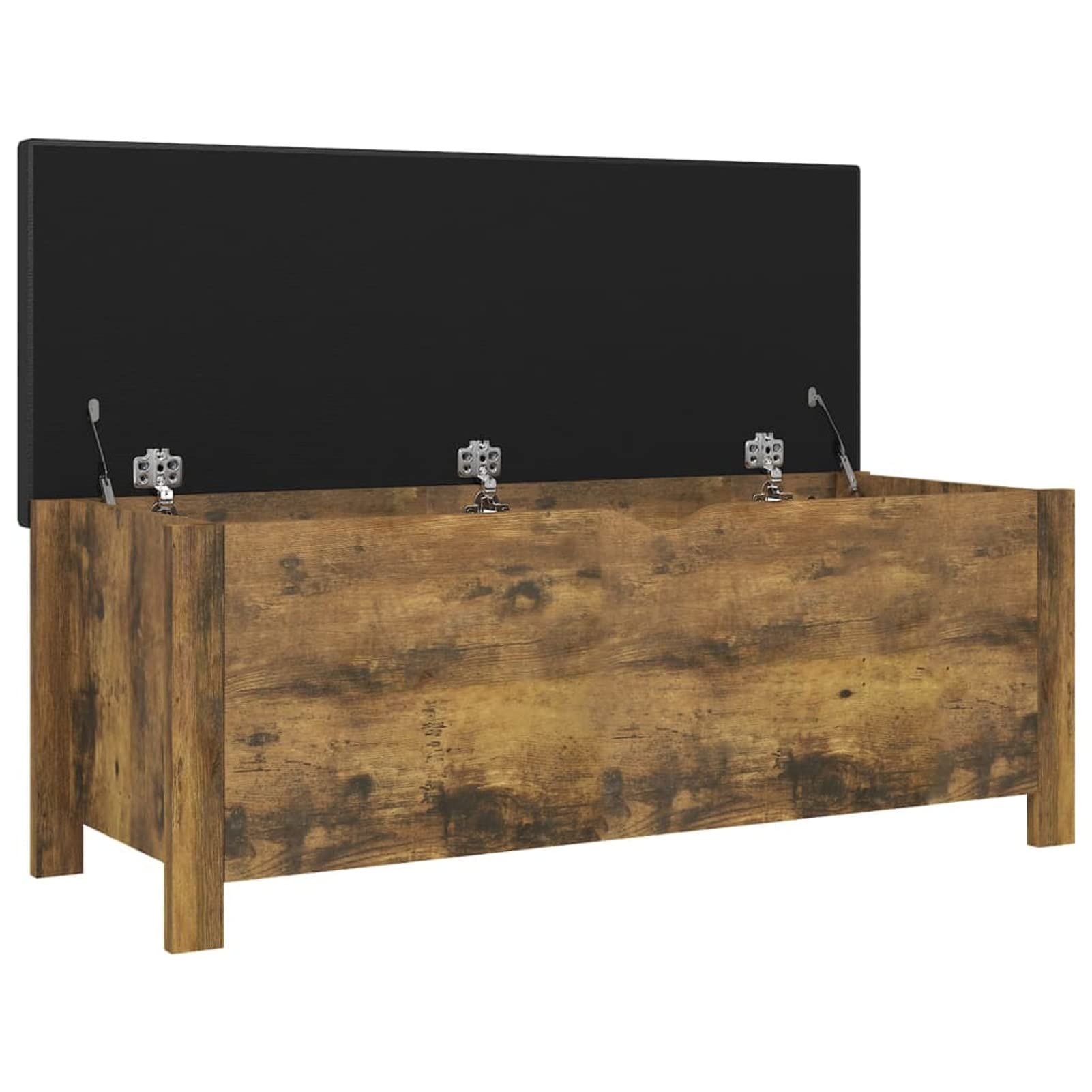 Homgoday Cassapanche e Bauli per Esterni, Contenitore con Cuscino Rovere Fumo 105x40x45cm Multistrato, Contenitore da Giardino, Porta Attrezzi da Giardino, Pouf da Esterno