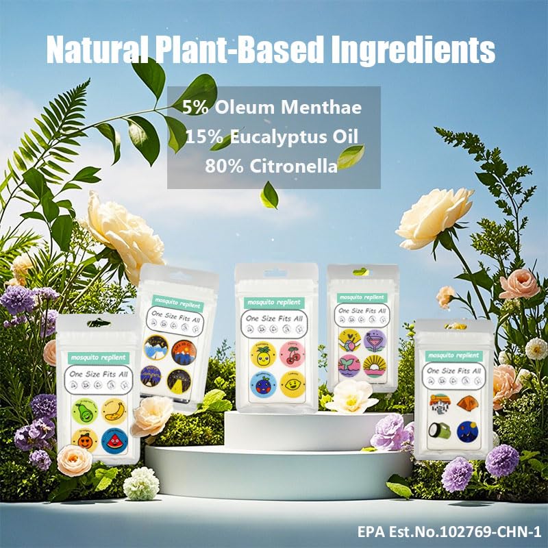 mosquito repellent stickers 300 pack for kids amp adults outdoorindoor natural plant-based 6 mosquito bracelets included