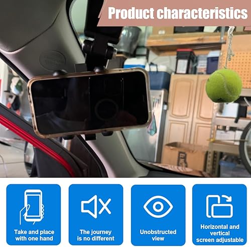 Miniatura 4 de Soporte para teléfono para visera solar de automóvil, giratorio y retráctil de 360, soporte para teléfono celular, soporte ajustable para teléfono