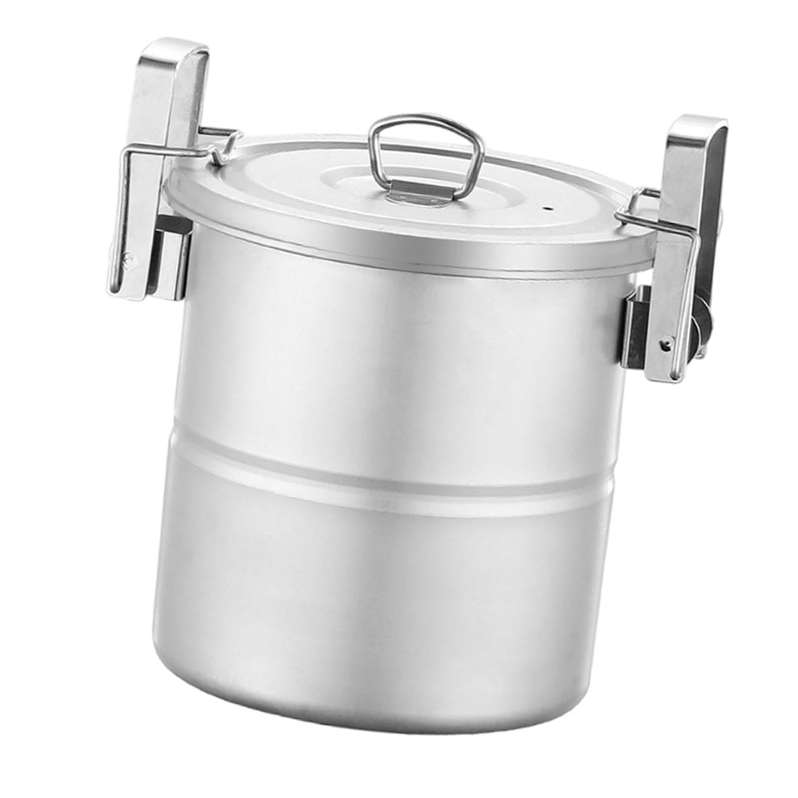 kowaku Camping Rice Cooker Rice Cooking Pot with Lid Nonstick 304 Stainless Steel Small Steamer Cookware for Fishing Picnic Survival, 2 to 3 People