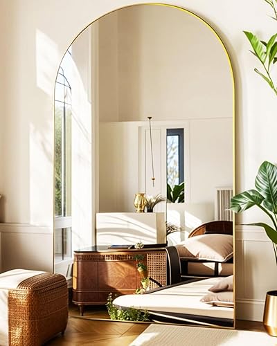 Vista 45 de Espejo de pie arqueado de 71 x 28 pulgadas, espejo de pie dorado de longitud completa para dormitorio, sala de estar, vestidor, espejo alto más