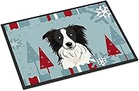 Vista 24 de Caroline's Treasures BB1449JMAT - Tapete de bienvenida de carlino negro, 24 x 36 pulgadas, tapete azul para puerta delantera, para interiores