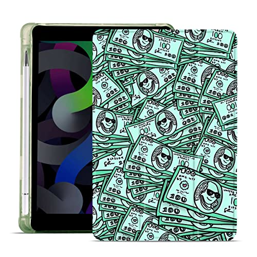 MAYCARI Funny Dollars iPad Air 4 Case with Pencil Holder, Support Auto Sleep/Wake