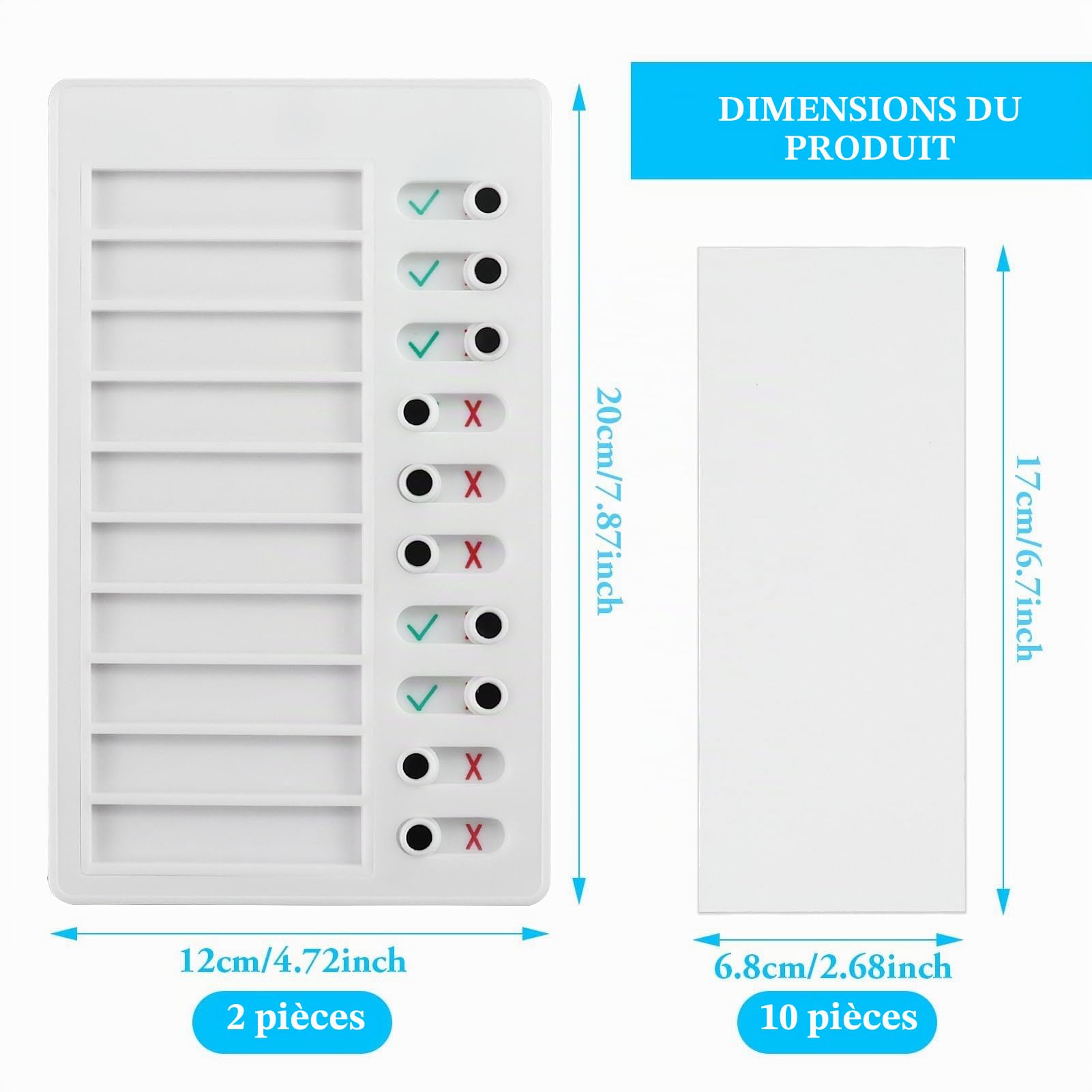 Tableau de mémo en plastique avec liste de contrôle réutilisable amovible et bloc-notes pour planification quotidienne des tâches