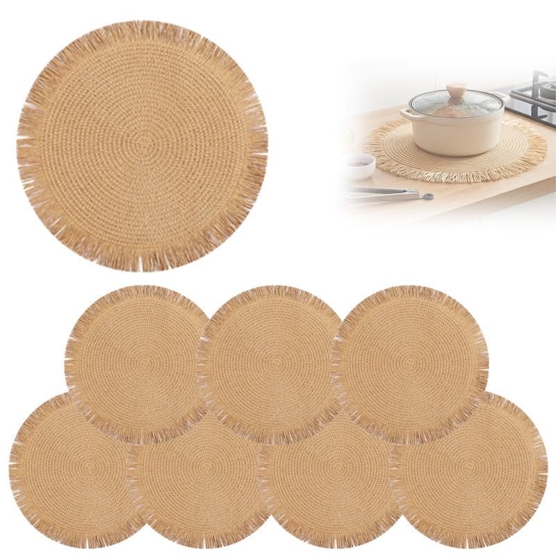 Set de table bohème rustique 38cm en papier tissé résistant à la chaleur marron