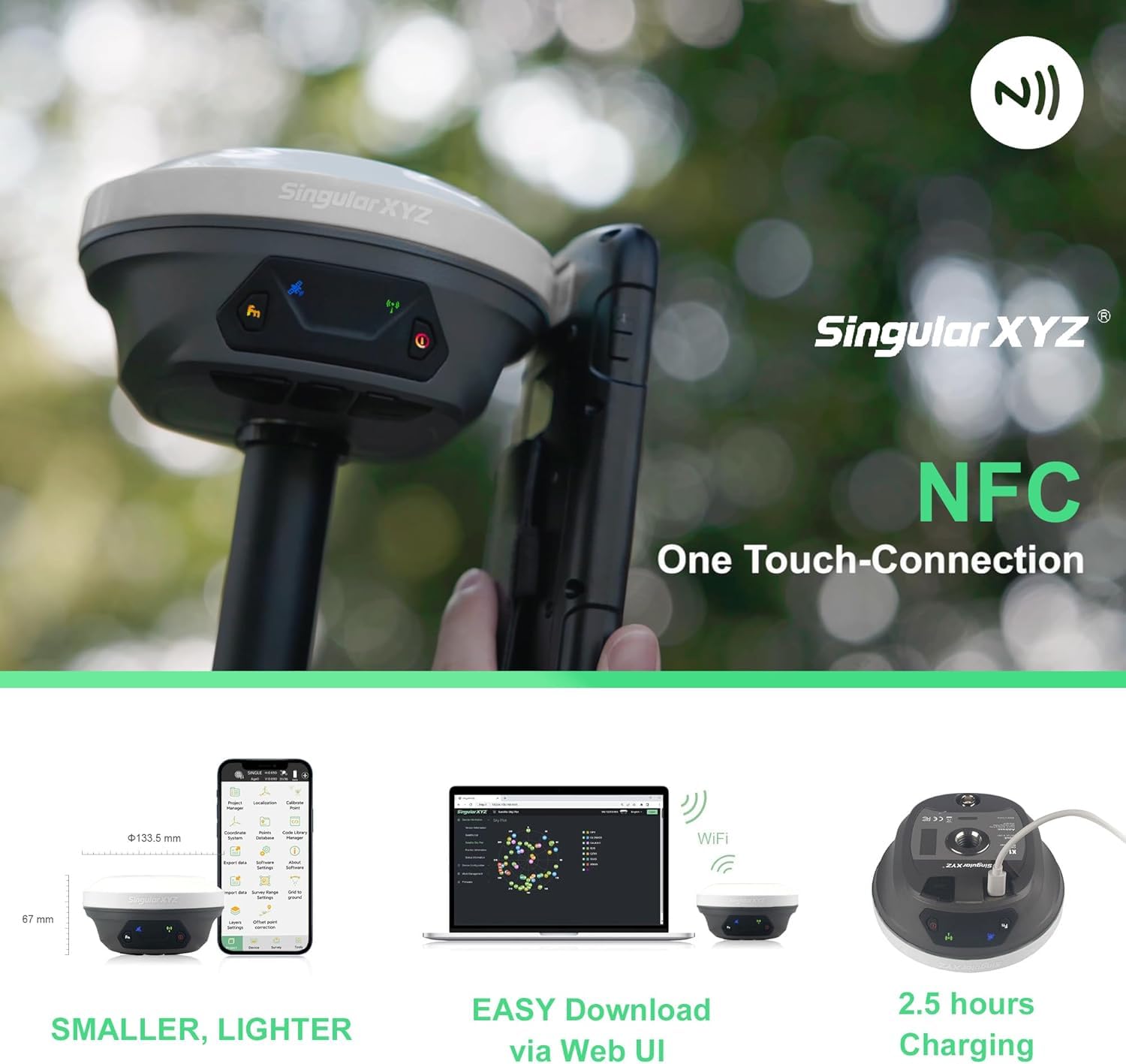 E1 RTK GNSS Equipo de encuesta Receptor GPS con IMU Rover y Base Colector de mano Land Total Station Equipo de topografía, sistema de navegación (incluye poste, tribrach, trípode)