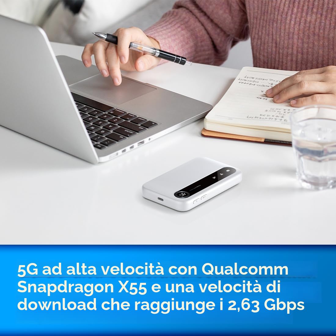 ZTE U50, Punto di accesso WiFi portatile 5G con slot SIM sbloccato, Modem router 5G a basso costo per 32 dispositivi domestici/professionali, 5G e 4G+, AX1800 WiFi 6, fino a 32 dispositivi