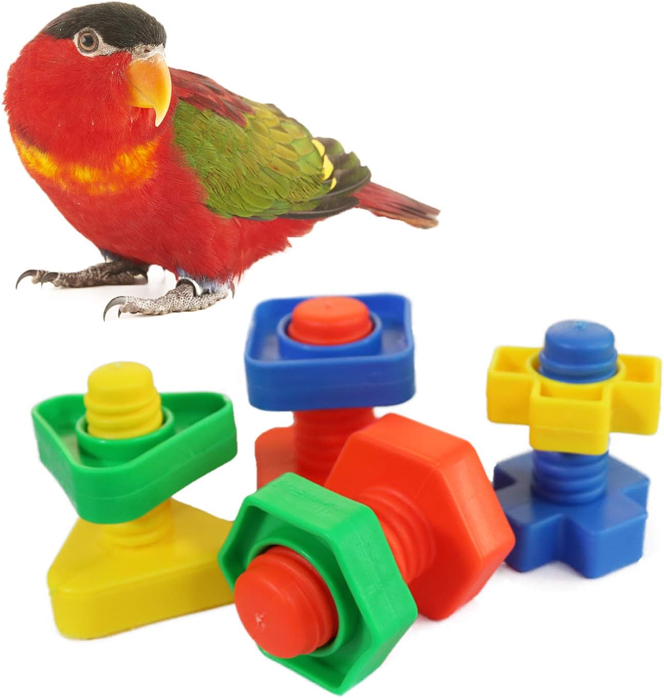 Rypet Bird Training Toy 8 Pack - Bird Trick Tabletop Toys, Mini Sneaker Bird Toy, Nuts Bolts Bird Toy, Mini Skateboard Toy for Small and Medium Parrots and Birds