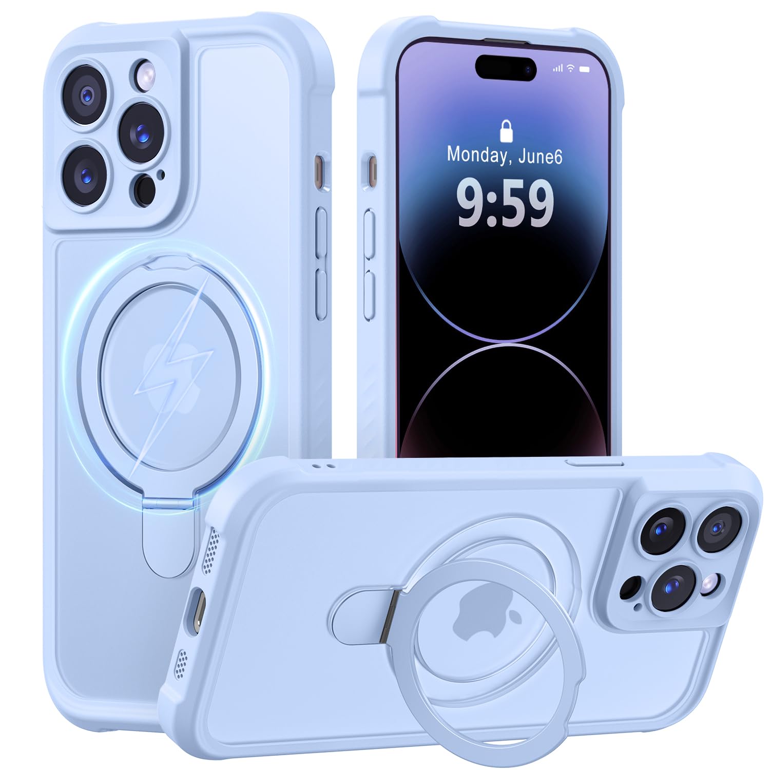 MOCCA Magnetic for iPhone 14 Pro Case with Stand,Light Blue