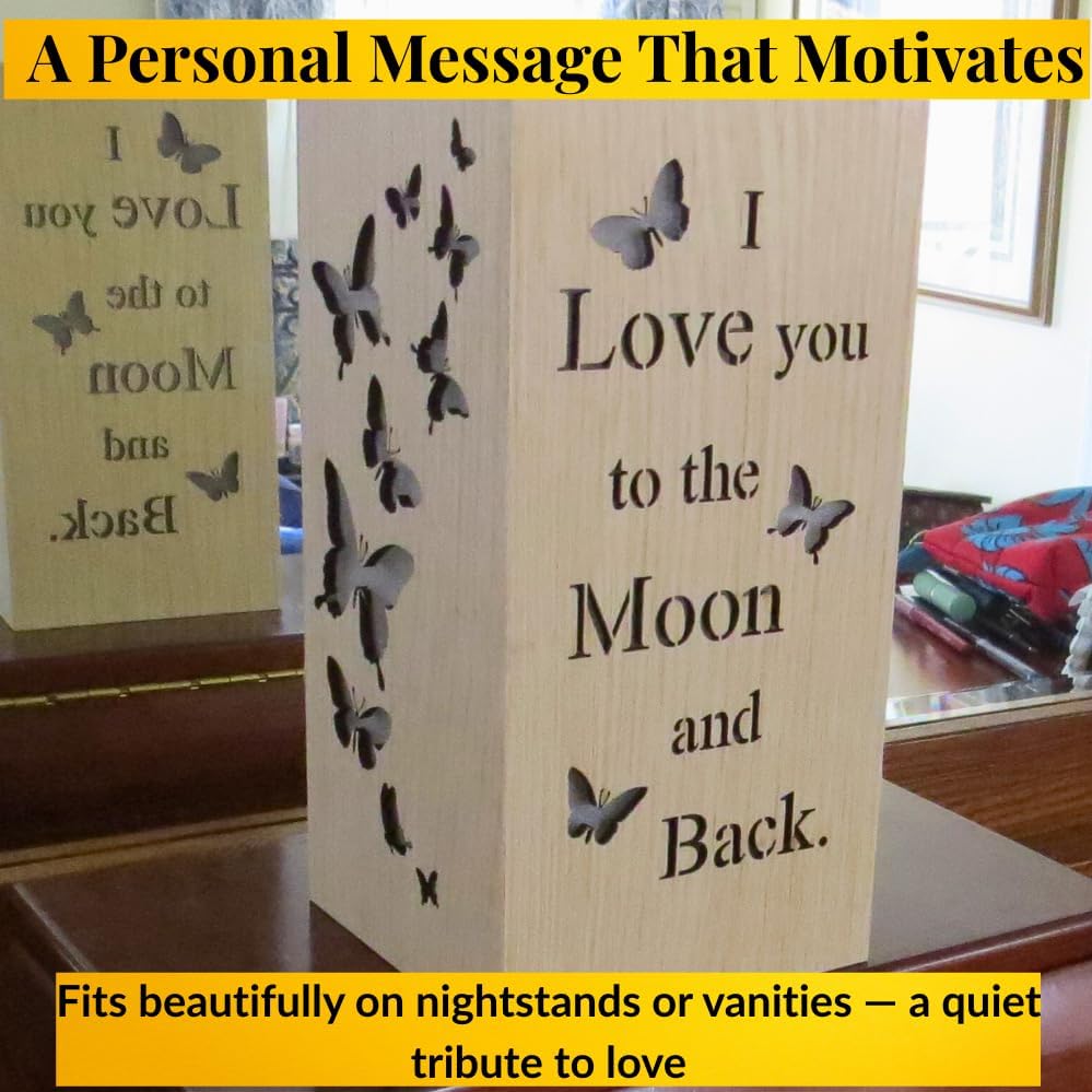 木製バタフライ装飾 寝室用 8.0インチ 木製 I Love You to The Moon and Back バッテリー駆動 コー