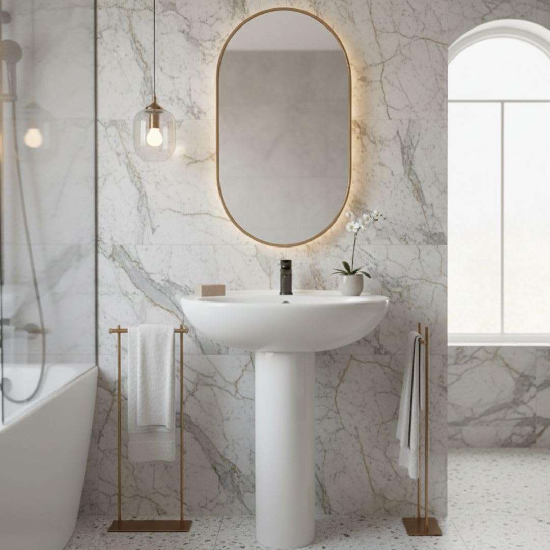 Lavabo in ceramica bianco monoforo 55x44,5 cm - Magic