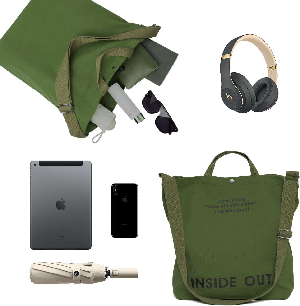 Canvas Tote Bag For Women inside out bag Crossbody Handbag with Adjustable Strap and Coin Purse for Work,Travel,Grocery - Image 5