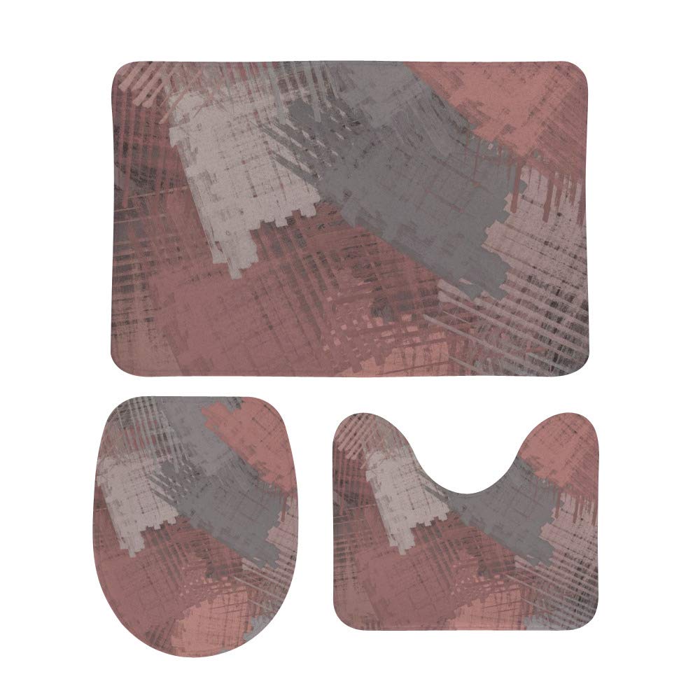 Tapis de bain antidérapants en velours corail | Lot de 3 pièces absorbantes et lavables
