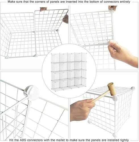 Miniatura 7 de C&AHOME Almacenamiento de cubos de alambre, organizador de 16 cubos, almacenamiento de rejillas metálicas, estantes de almacenamiento, estantes