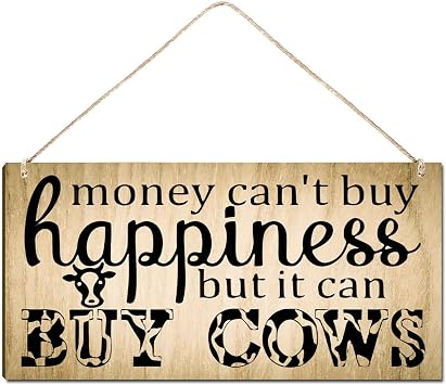 Welcome Sign for Front Door Outside Funny Porch Signs Outdoor Money Cant Buy Happiness But It Can Buy Cows House Warming Gift Funny Hanging Signs Plaque12 x 6 Inch