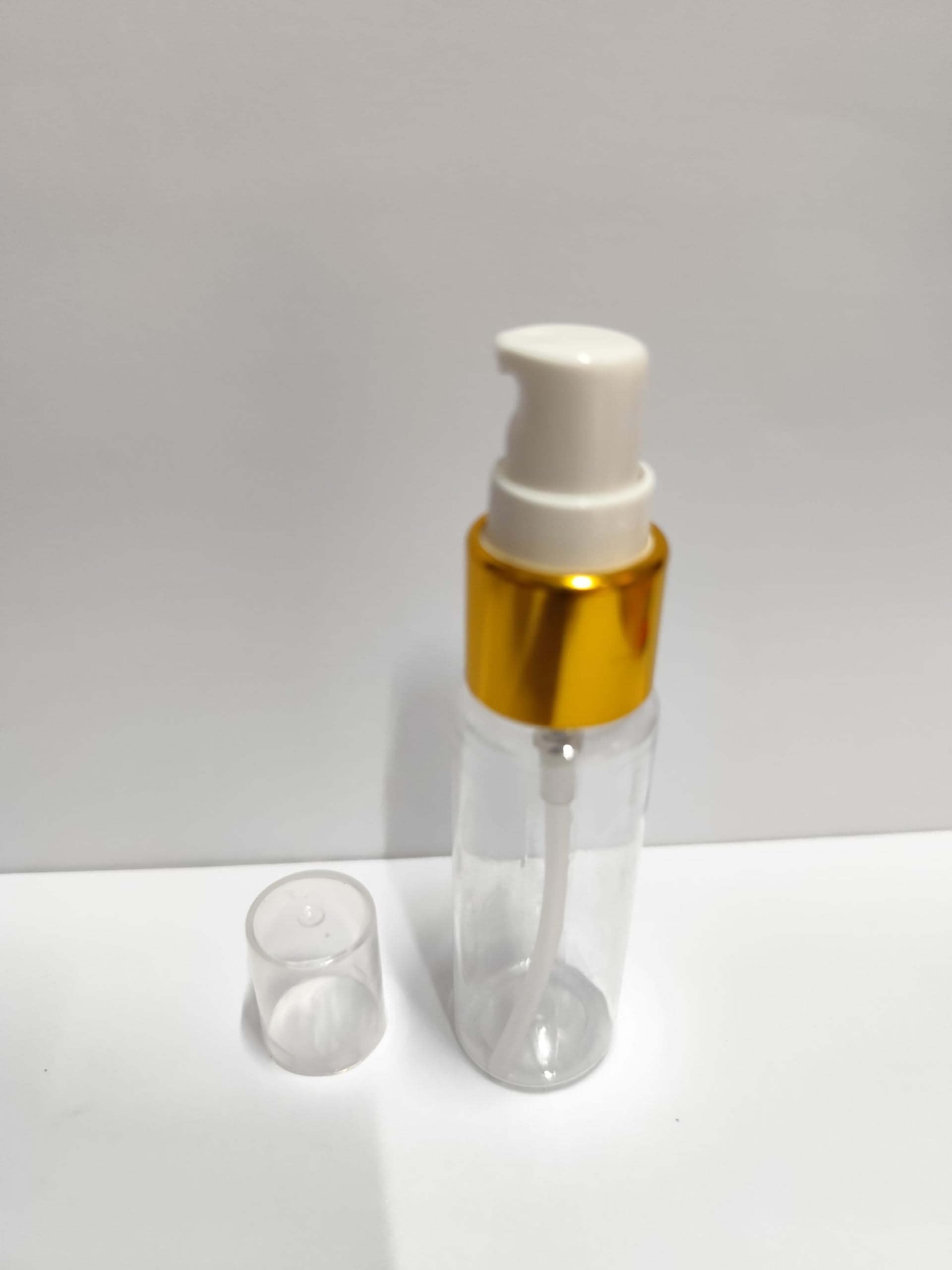 SHREE MAHA Empty Lotion Pump Bottle, Transparent with Golden Color, Spray Bottle Refillable With Pump Sanitizer, Toner, Lotion, Moisture, Oil, Multi-use Bottles, Pack of 5pcs (50 ML)-image-32