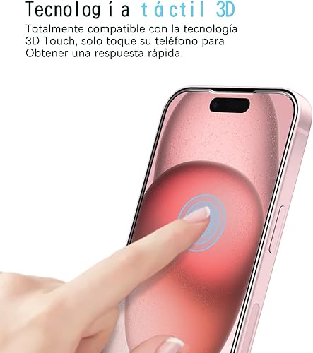 Miniatura 3 de KAREEN Paquete de 2 protectores de pantalla para iPhone 15iPhone 15 Pro Película de vidrio templado de 6.1 pulgadas, dureza 9H, antiarañazos, sin