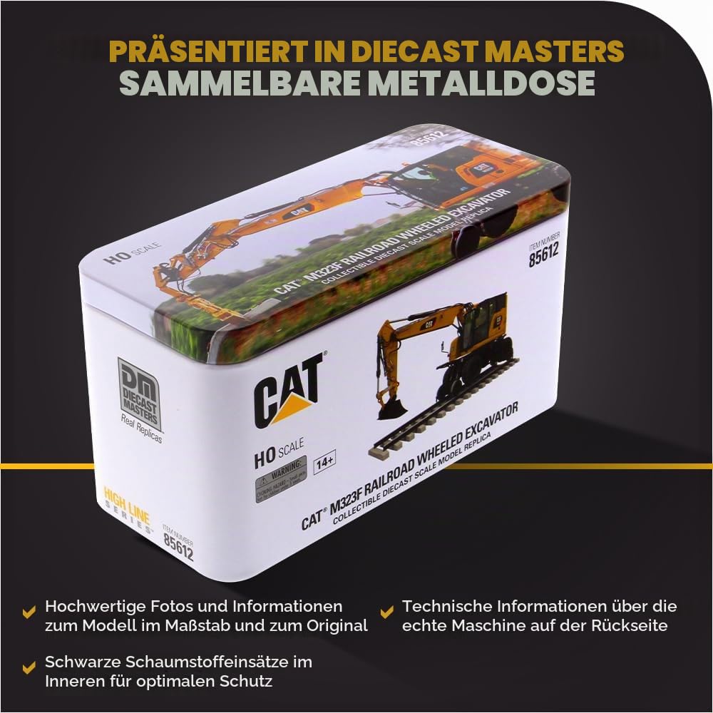 Diecast Masters 1:87 HO Model Cat M323F Railroad Wheeled Excavator, 85612